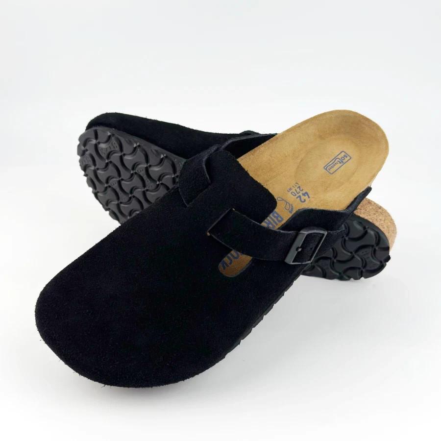Birkenstock Boston Black Suede Clog soft footbed Unisex Shoes