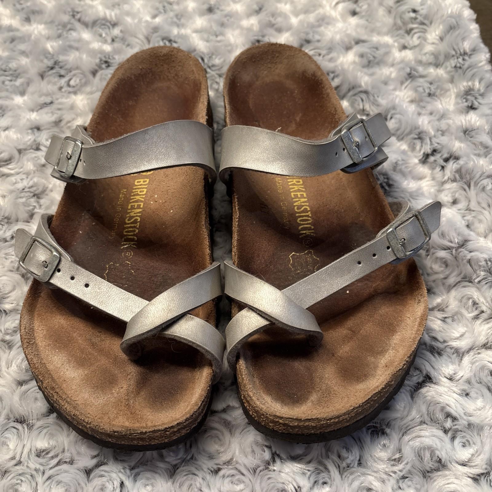Birkenstock Mayari Women’s Sandals, Size EU 39/US 8/8.5, Silver Toe Loop