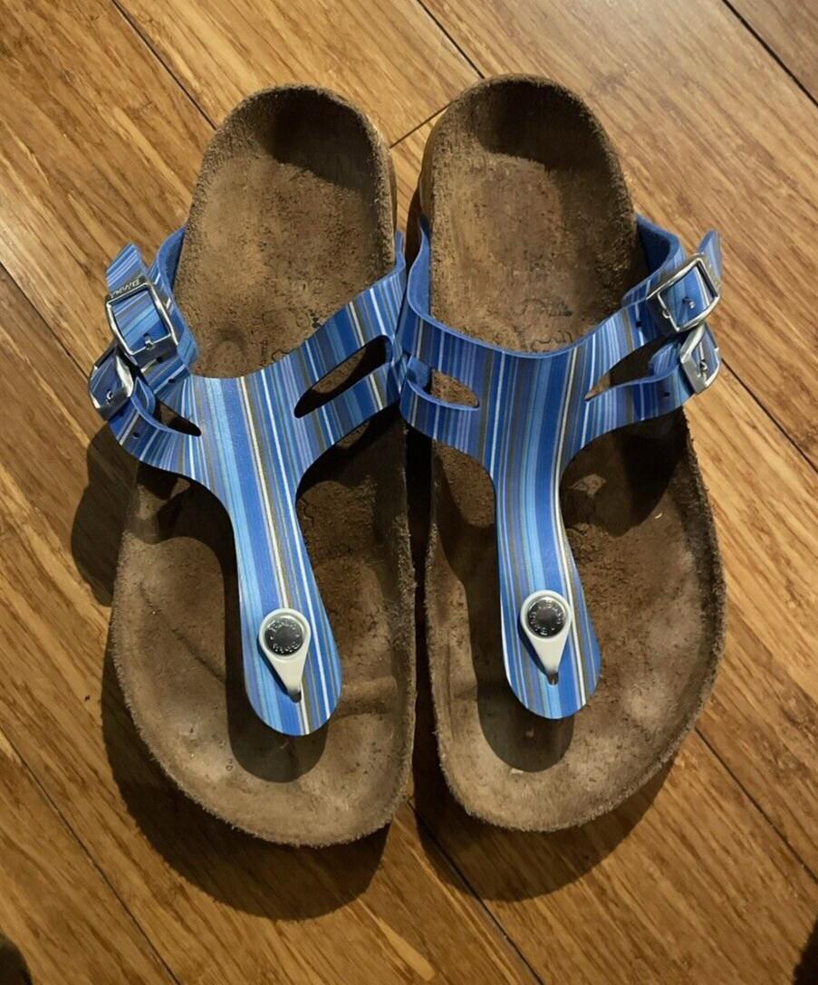 BIRKENSTOCK Gizeh  Blue Gray Synthetic Thong Women’s Sandals 38 EU / 7 US