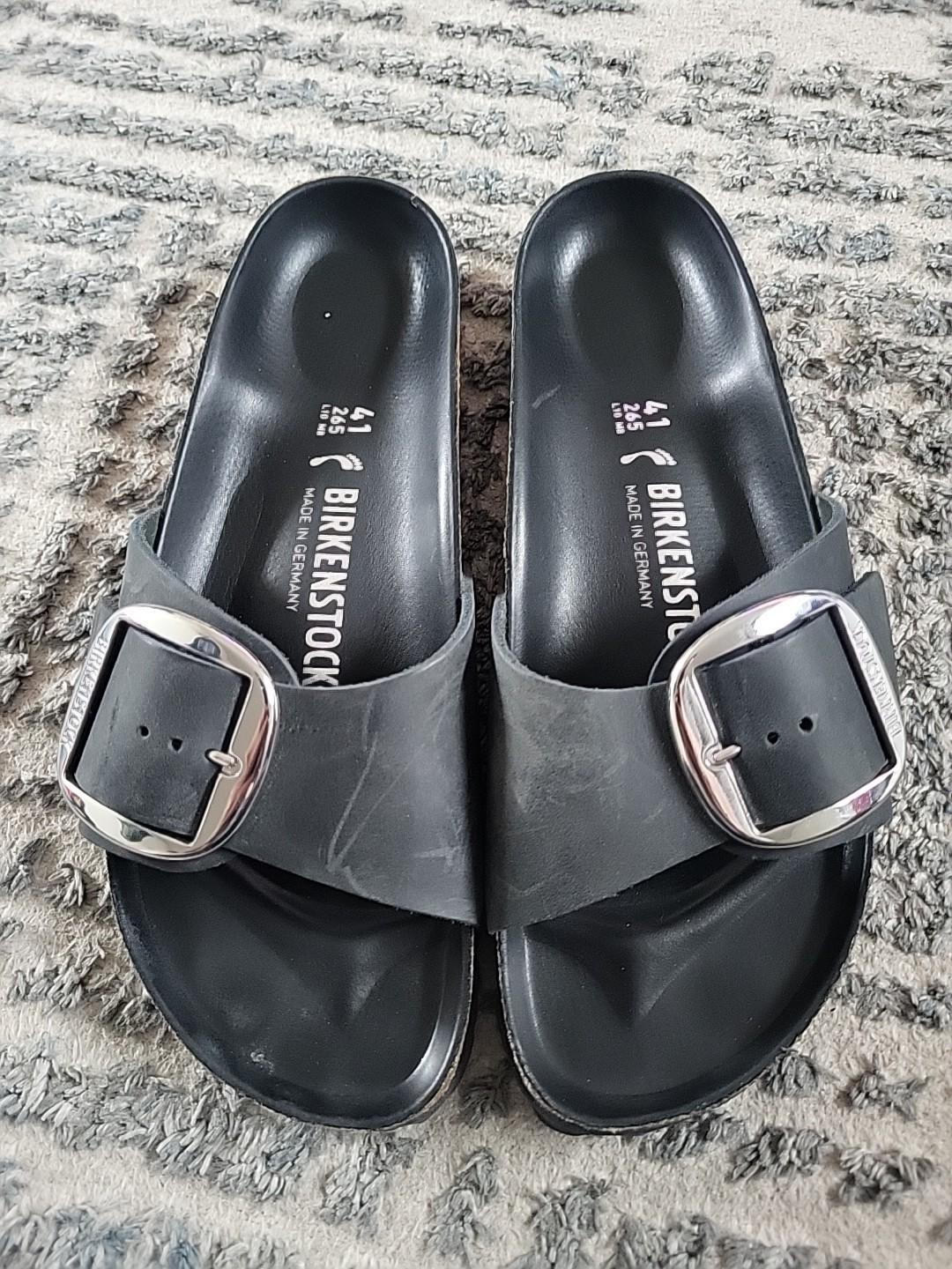 Birkenstock Madrid Big Buckle Oiled Leather Black Color Regular Wide Size 10