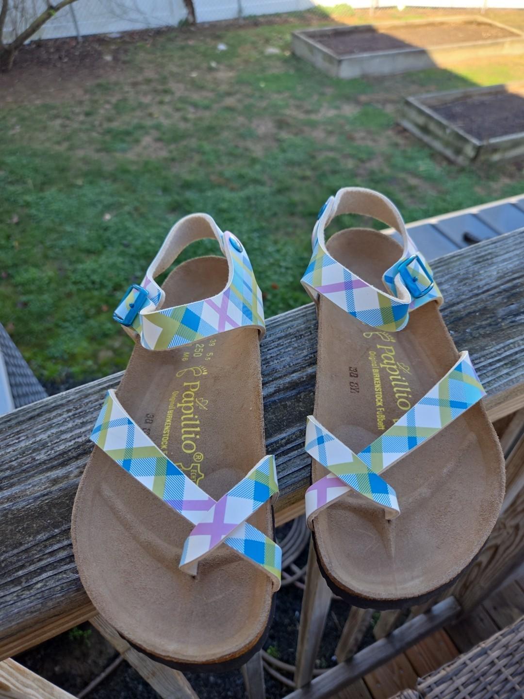 Birkenstock Papillio Pink Blue Plaid EU 39 Sandals