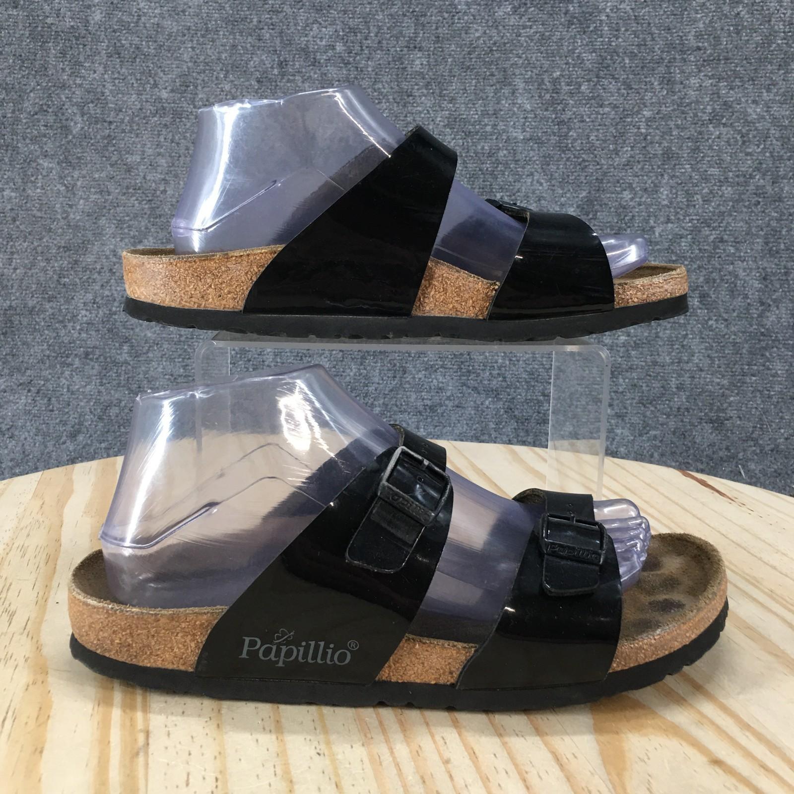 Birkenstock Papillio Sandals Womens 39 Narrow Slide Black Cork Two Buckle Straps
