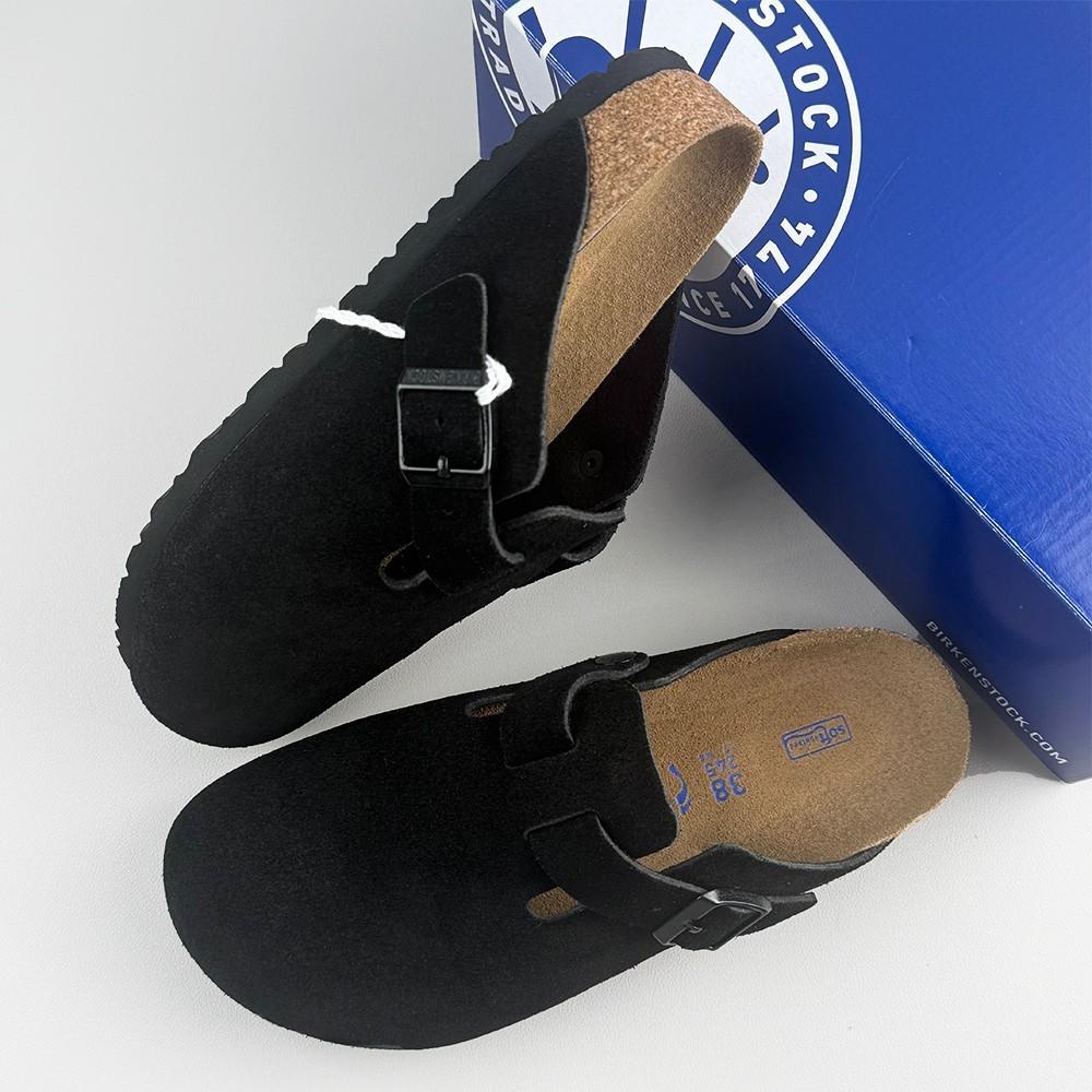 Birkenstock Boston Suede Soft Leather Men’s/Women’s Black Clogs Shoes