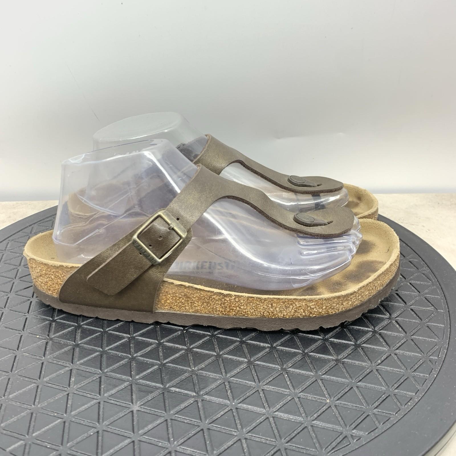 Birkenstock Gizeh Sandals Women 39 Size 8 8.5 Thong Shoes Brown Bronze Leather