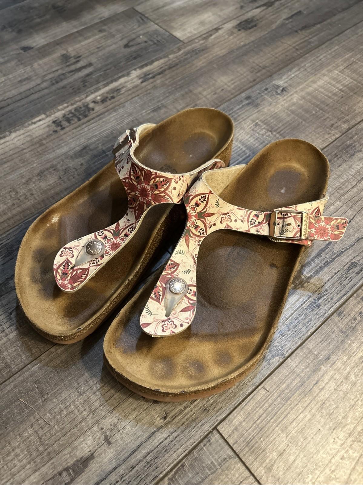 Birkenstock Gizeh Sandals Floral Flower Womens EU 40 US 9  Thong Boho