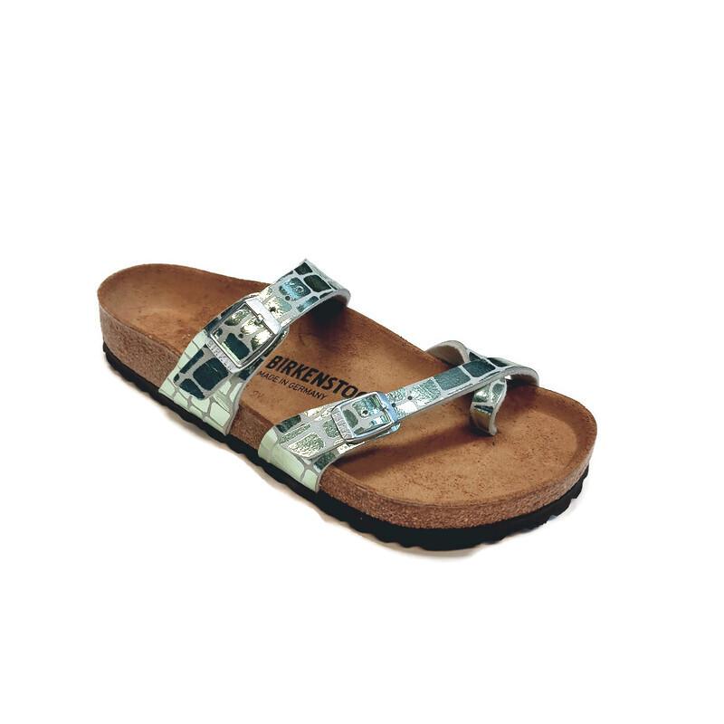 Birkenstock Mayari Sandals Mens 5 – 5.5 Womens 7 – 7.5 EU 38 Mineral Gator Gleam