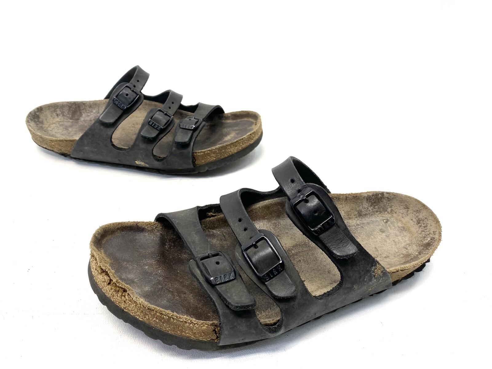 BIRKENSTOCK FLORIDA 3 Strap SOFT FOOTBED SLIDE WOMEN’S SANDALS Black SIZE  38