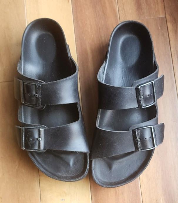 Birkenstock Papillio Arizona Black Leather Sandals Platform Shaped Insole 39/8.5