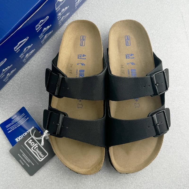 Birkenstock Arizona Birkibuc Birko-Flor Black Soft Footbed Sandals Size37-45