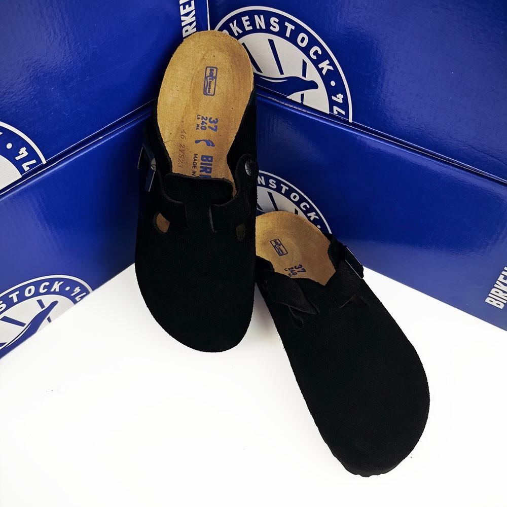 Birkenstock Boston Suede Black-Natural Leather Clog Narrow/Wide EU37-45 Unisex