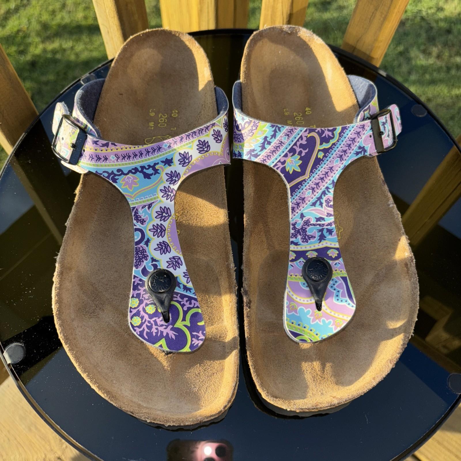 Birkenstock Womens 9 Papillio Sandals Gizeh Paisley Multi Color Thong 40