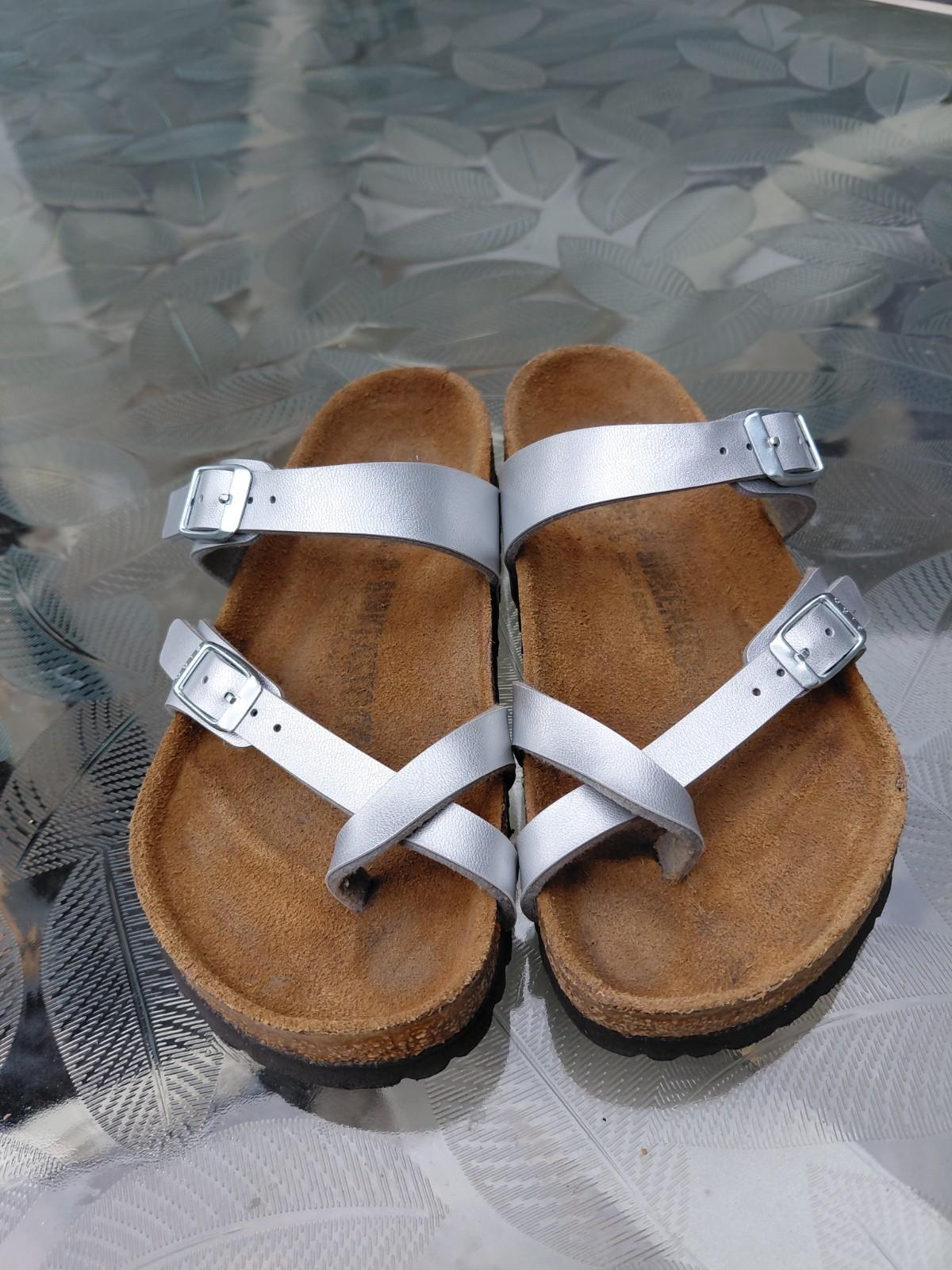 Birkenstock Mayari Silver Birkibuc Comfort Thong Women’s Size 36/5 Us Regular