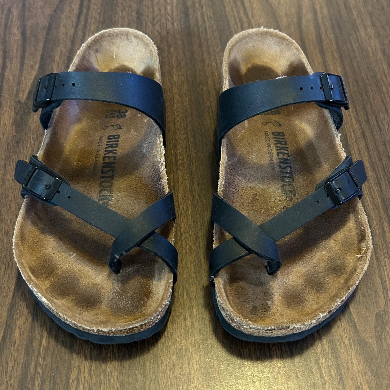 Birkenstock Mayari Sandals Black leather Size 38 Comfort Shoes Slip On US 7/7.5