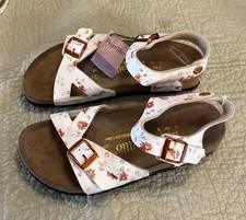Birkenstock Papillio Rio White Floral Flower Ankle Back Strap Sandals EU 37 US 6