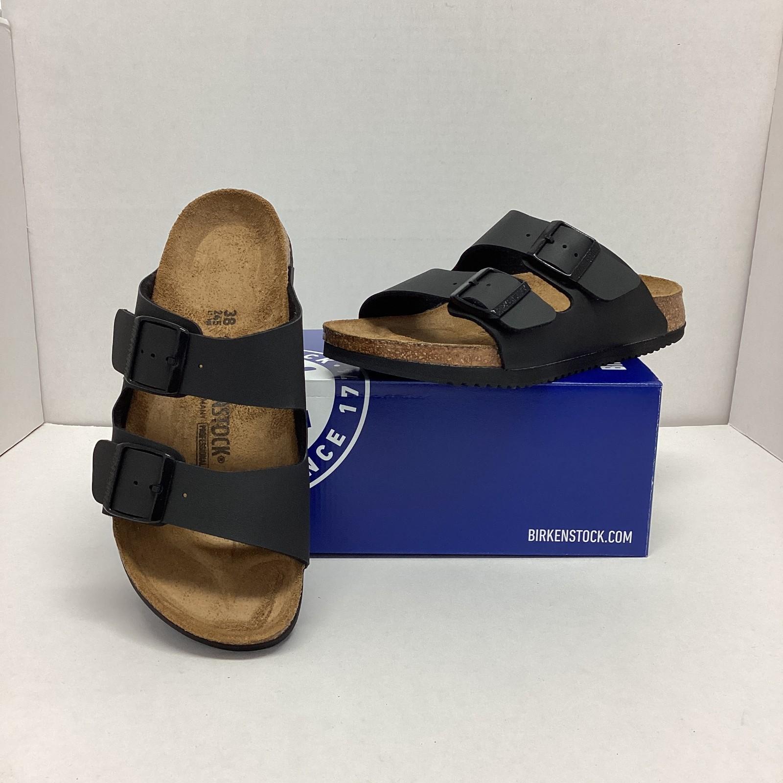 Birkenstock Arizona PROF Birko-Flor Unisex Sandals Narrow Fit in Black, EU 38(3)