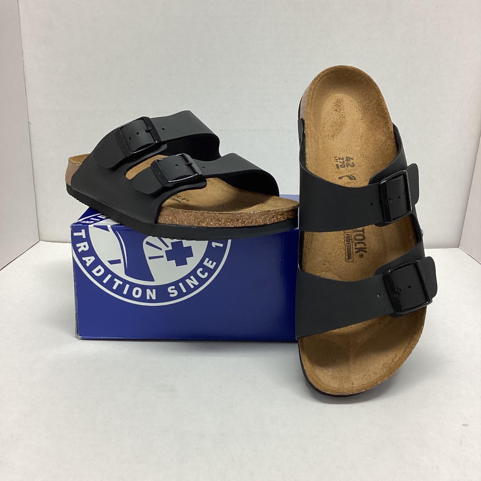 Birkenstock Arizona PROF Birko-Flor Unisex Sandals Narrow Fit in Black, EU 42(2)