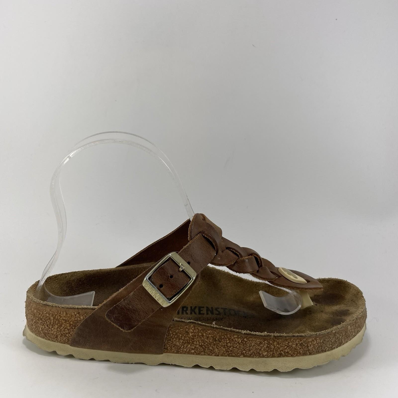 Birkenstock Gizeh Thong Sandals Women Size 37 US 6-6.5 Oiled Leather Braided