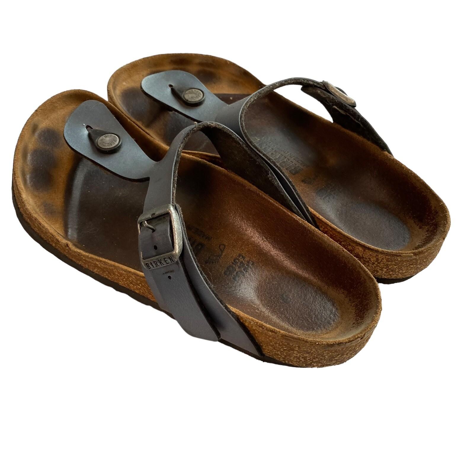 Birkenstock Gizeh Unisex Leather Sandal Icy Metallic Azure Blue EU 38 US W 7/7.5