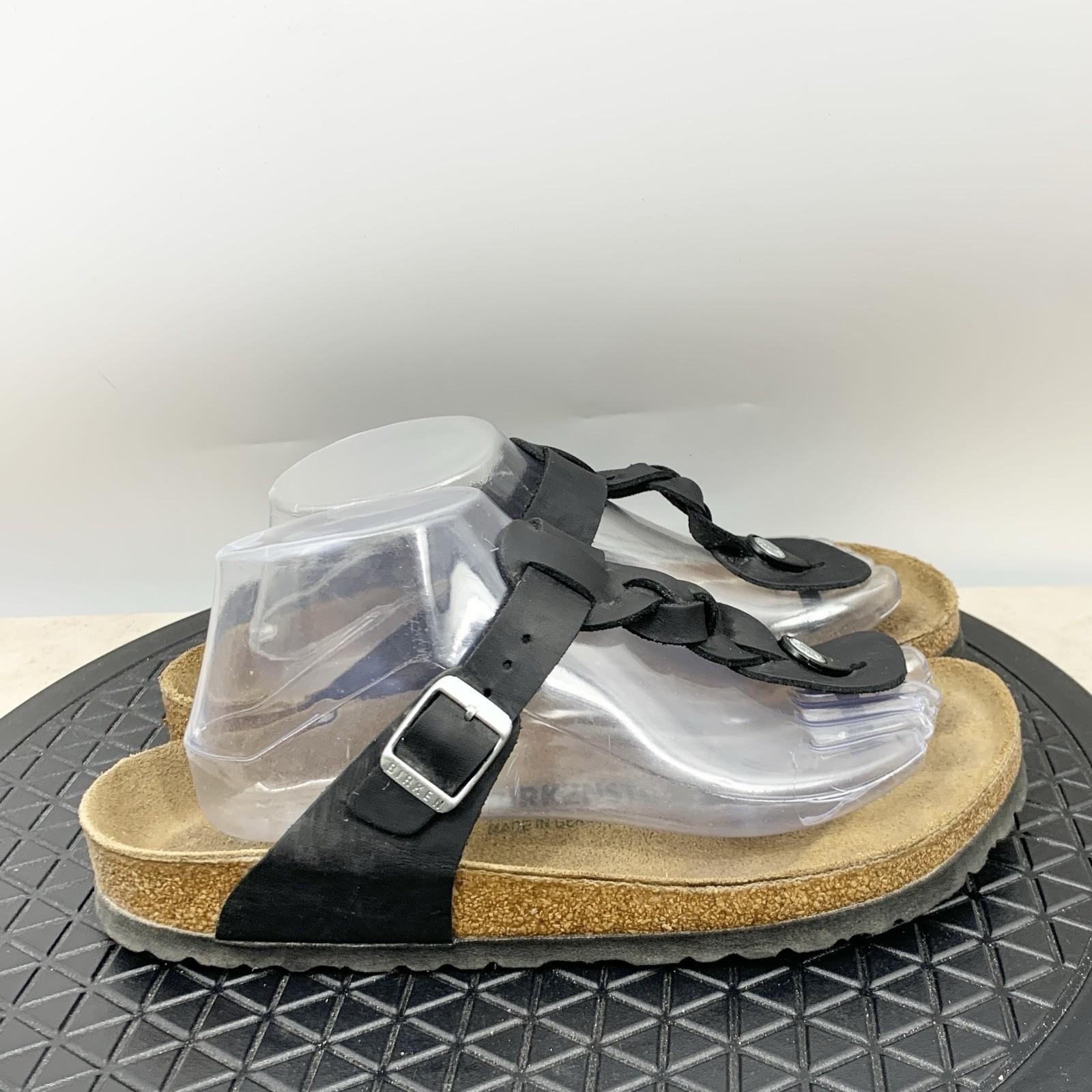 Birkenstock Gizeh Braided Sandals Women 40 Size 9 9.5 Thong Shoes Black Leather