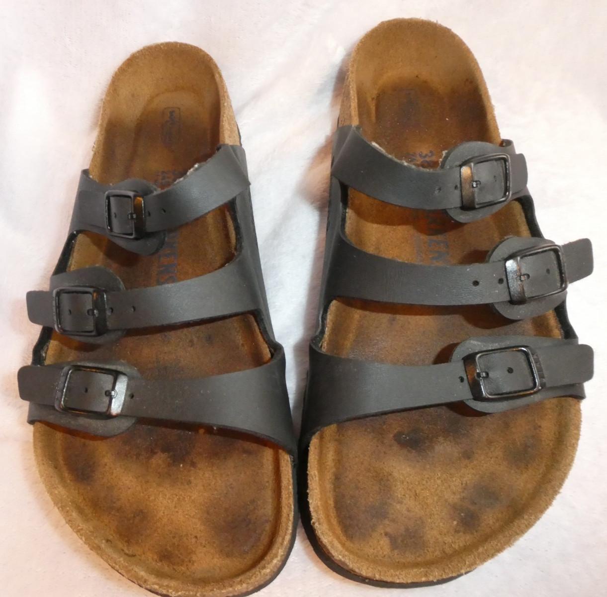 BIRKENSTOCK FLORIDA 3 Strap SOFT FOOTBED SLIDE WOMEN’S SANDALS Black SIZE 38