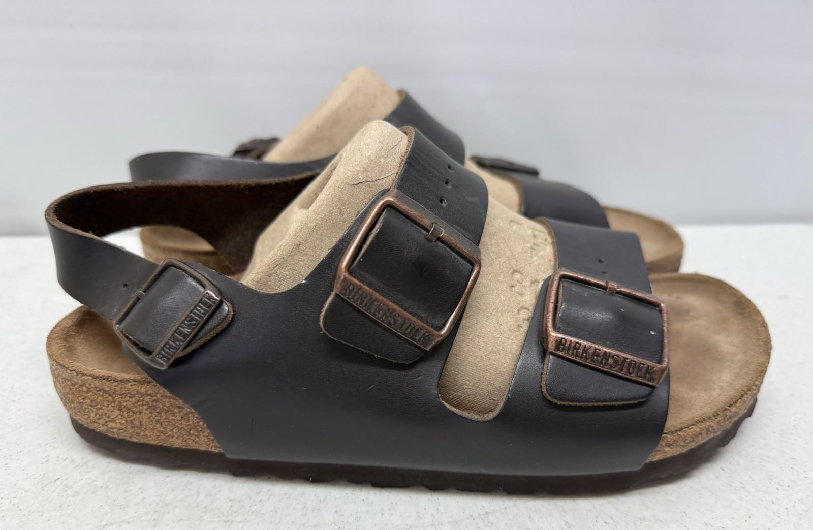 BIRKENSTOCK Florida Women’s Sz 6 Dark Brown 3 Buckle Straps Slides Sandals