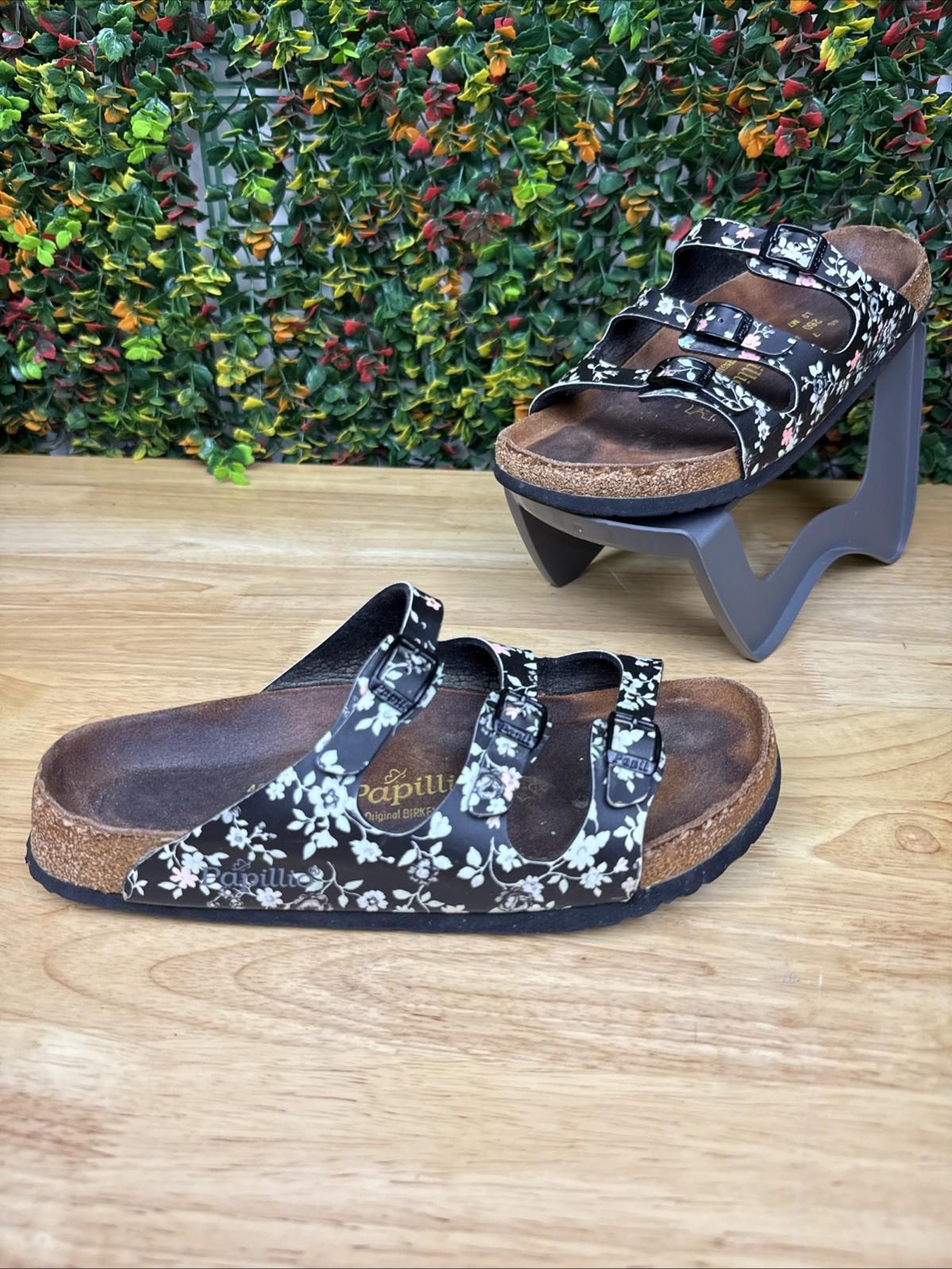Birkenstock Papillio Florida Sandals Floral Print 3 Straps Women’s 9 Mens 7 WORN