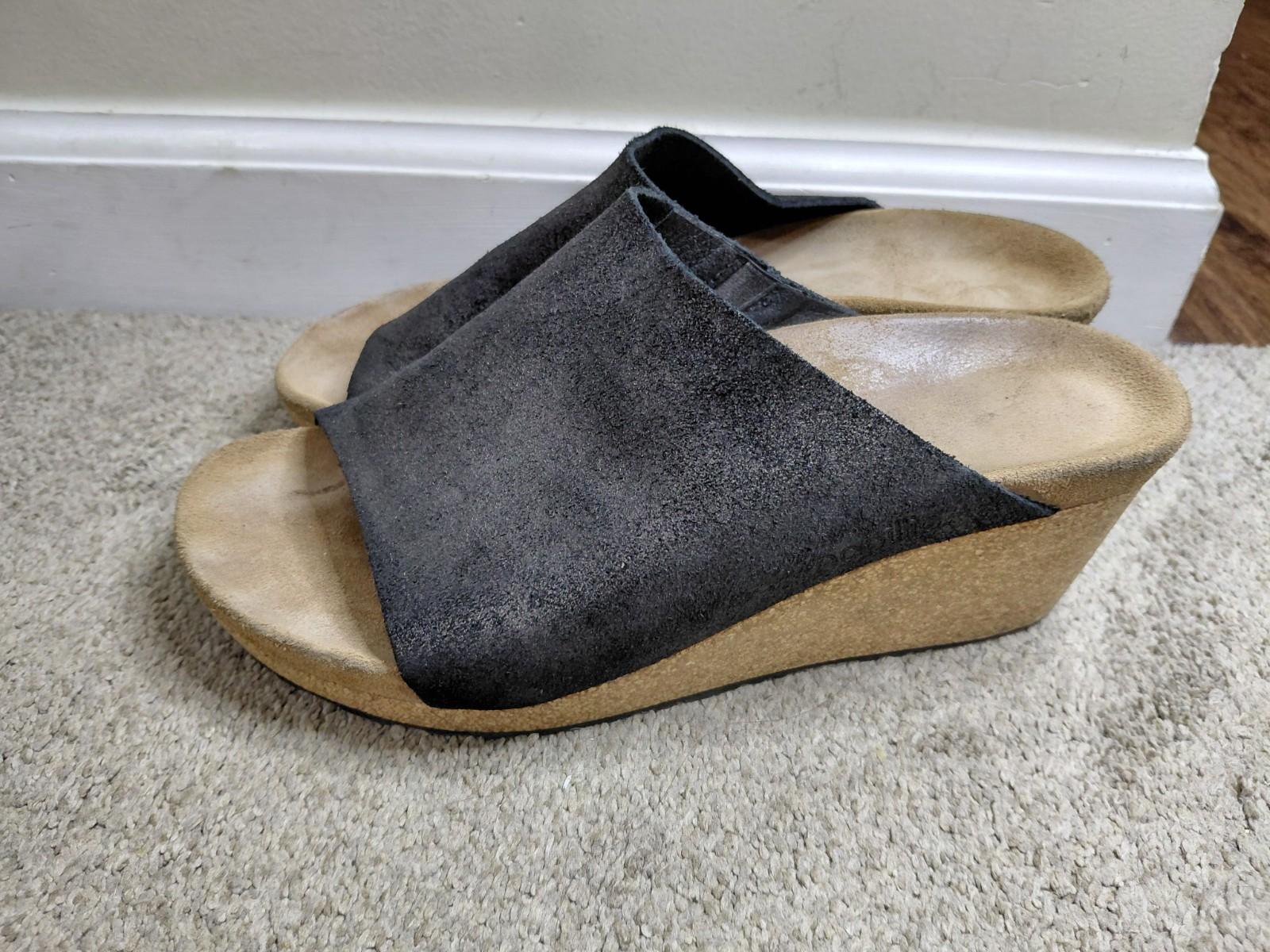 Birkenstock 40/ 9  Papillio Namica Metallic Antique Black Leather Wedge Sandals