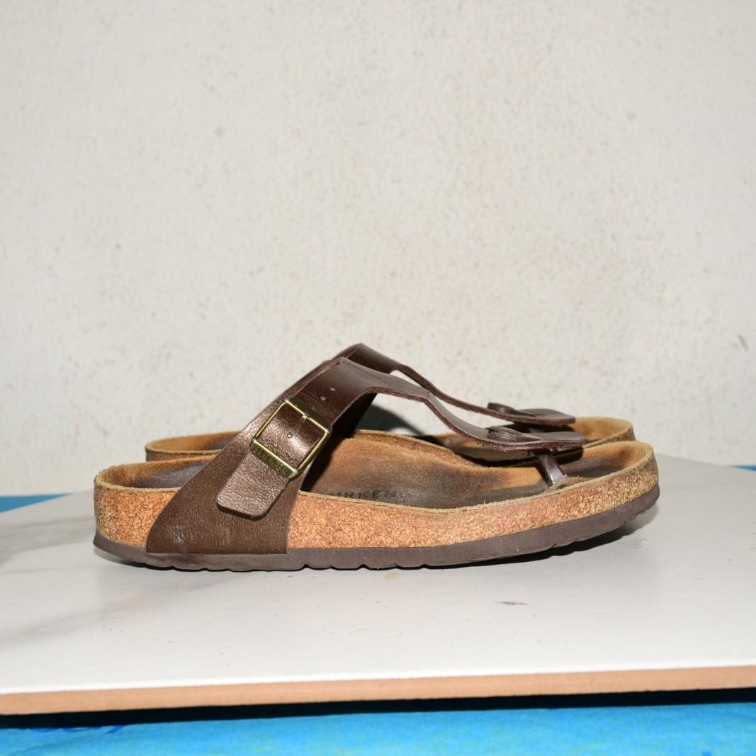 Birkenstock Gizeh Sandal Synthetic Metallic Brown Women 37 R