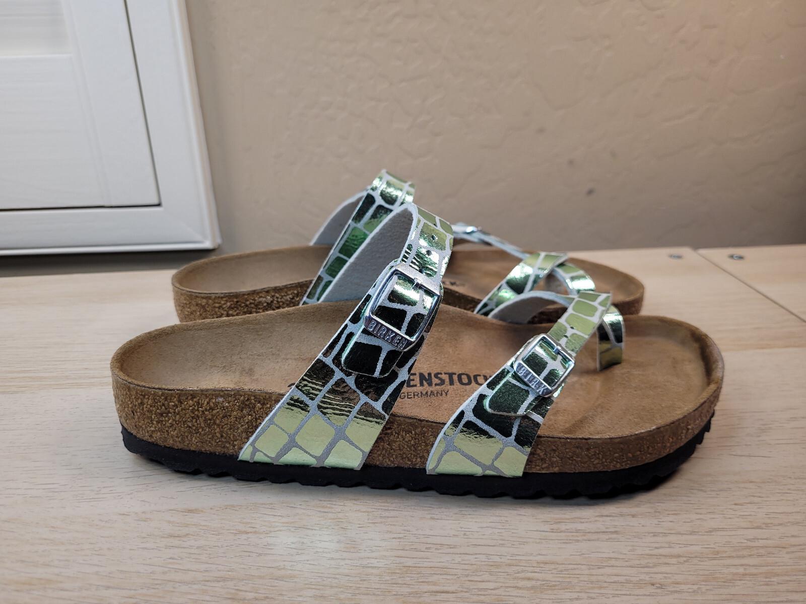 Birkenstock Mayari Sandals Gator Gleam Green Womens EU 38 US 7