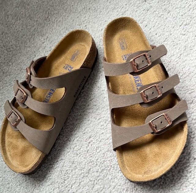 Birkenstock Florida Soft Footbed Birkibuc Mocha 3 Strap Sandals Size 37 6.5 – 7