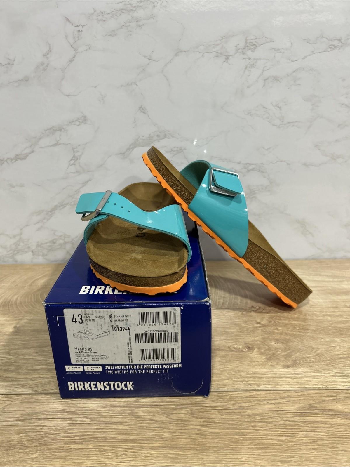 Birkenstock Madrid BS Lack Ocean Green Birko Flor Women Sandals 1013944 Sz 12 N