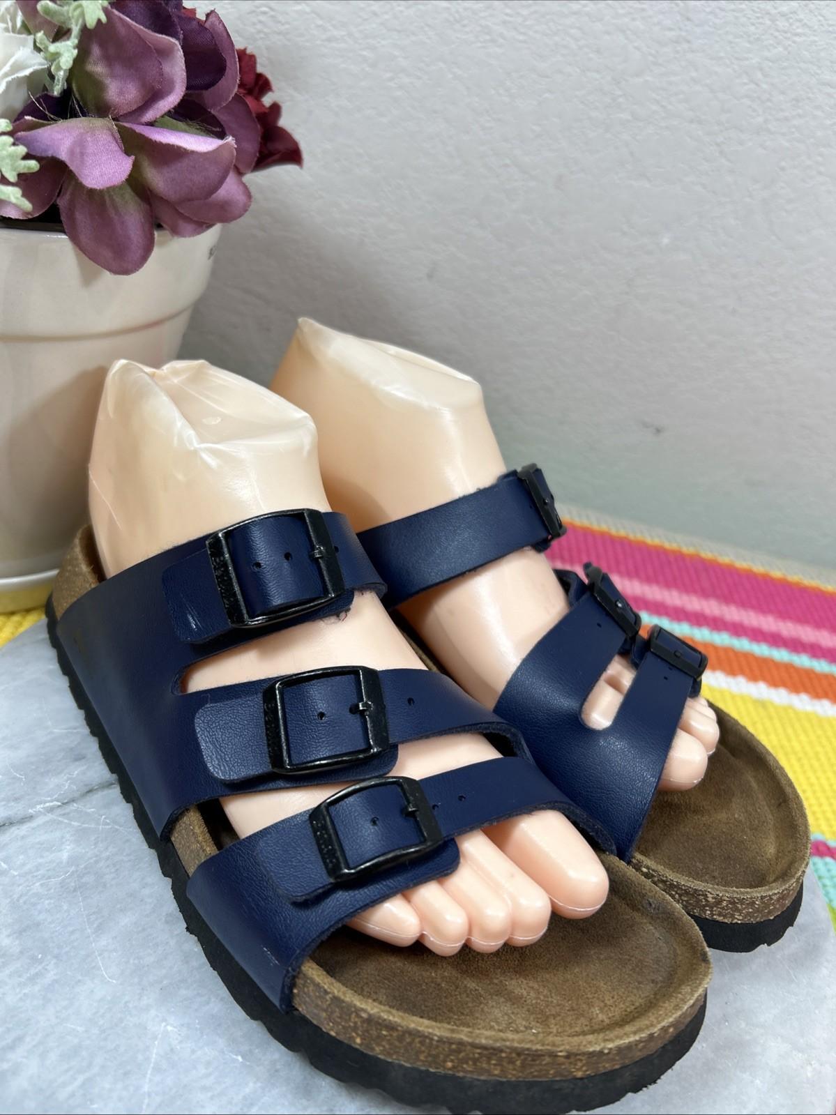 Betula By Birkenstock Florida Blue Leather Soft Bed Sandals Women’s EU 38 US 7