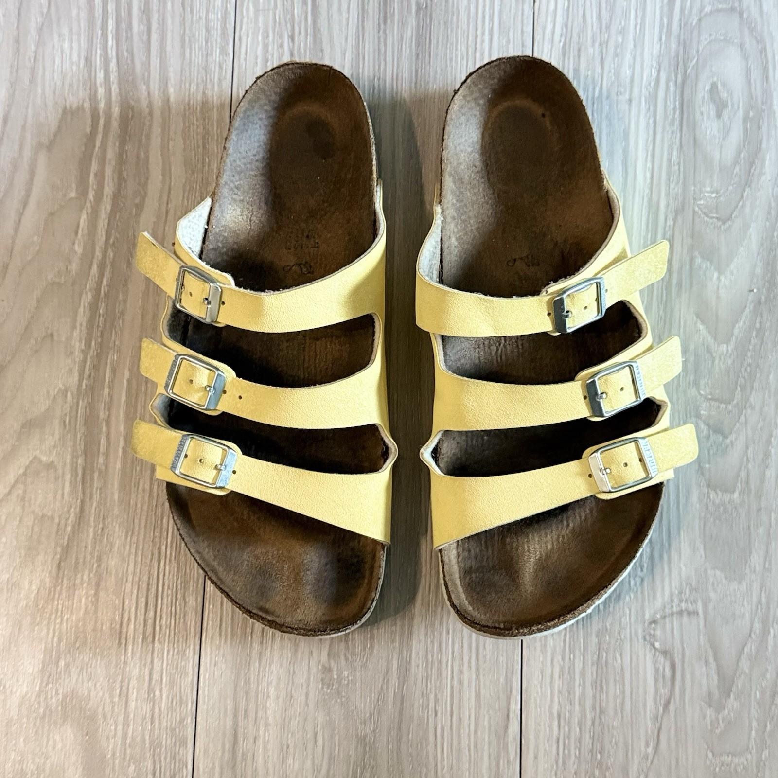 Birkenstock Florida Fresh Brushed Vanilla Birko Flor Vegan 3 Straps Yellow