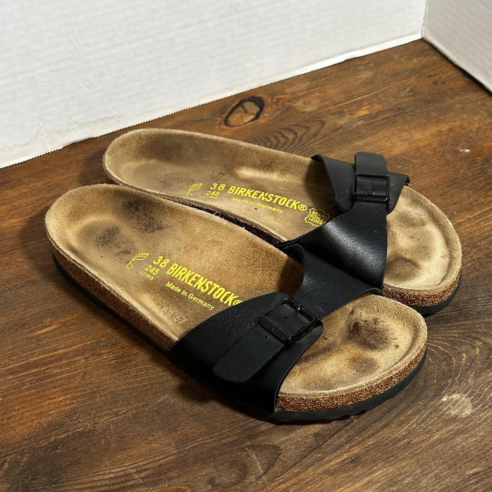 Birkenstock Madrid Black Leather Women’s Sandals Shoes Size 38