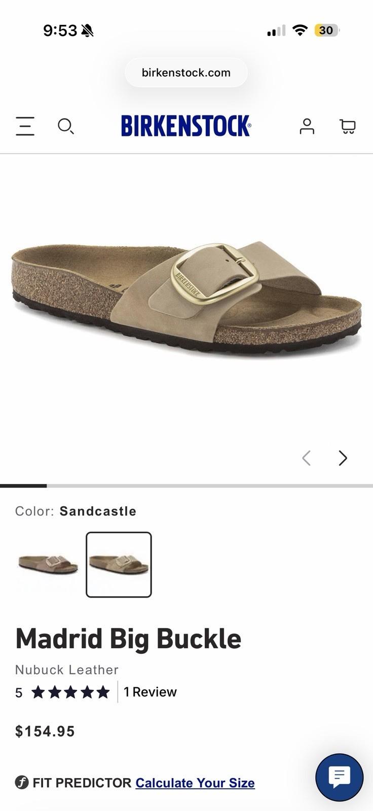 BRAND NEW women’s Birkenstock Madrid one strap Sandal – size 39 – 8-8.5 women’s