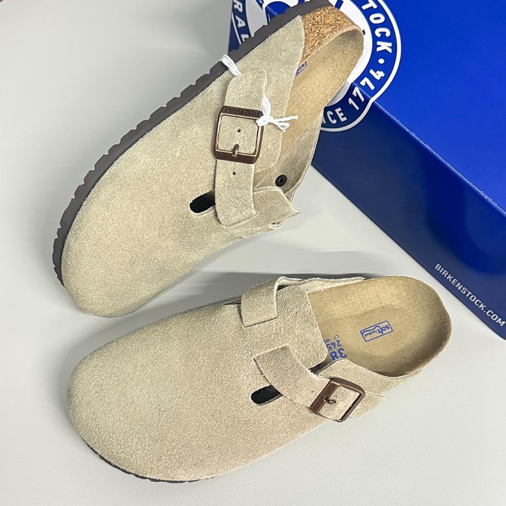 Birkenstock Boston Suede Soft Leather Men’s/Women’s Taupe Clogs Shoes