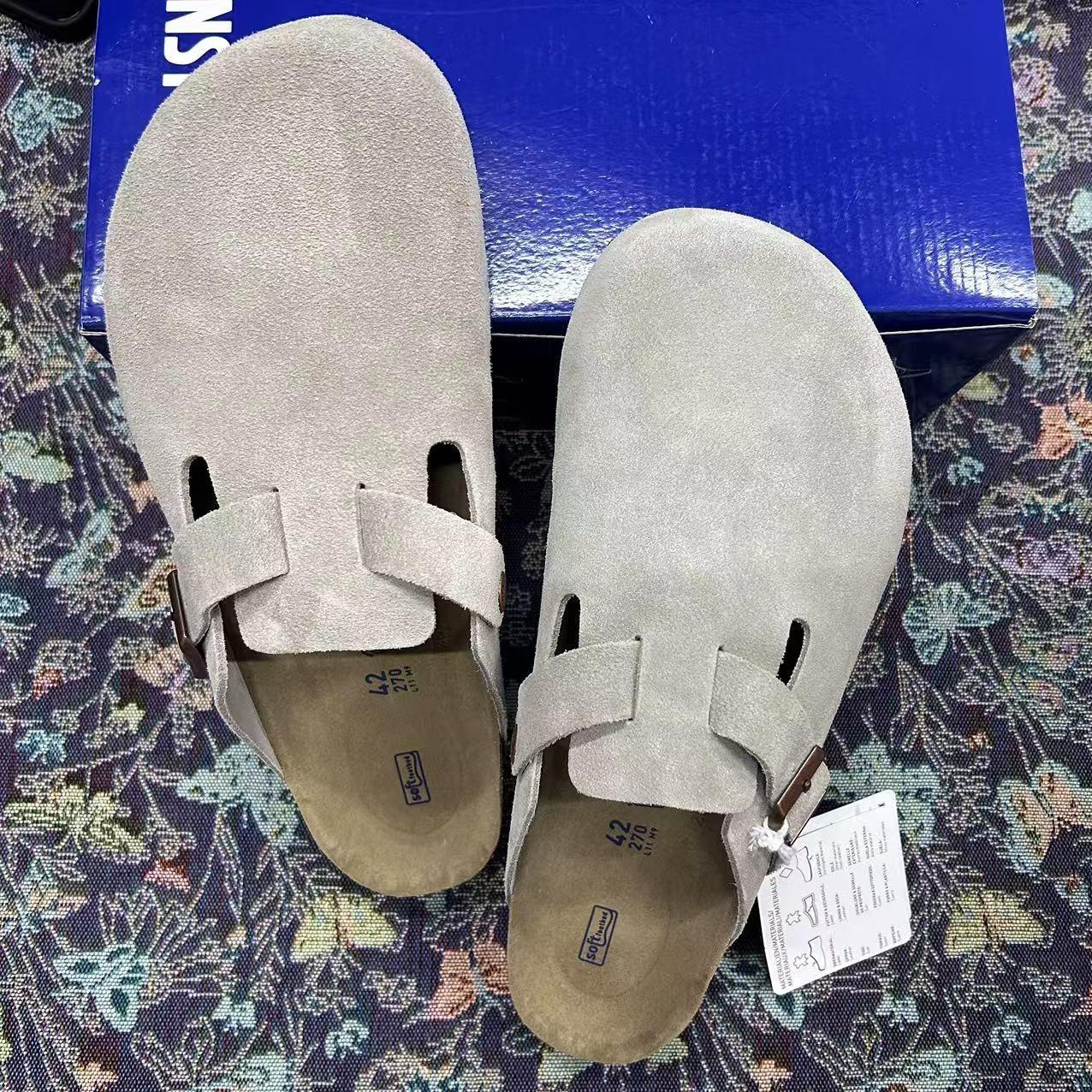Birkenstock Boston Soft Footbed Taupe Suede Unisex Shoes Narrow 37-41/Wide 41-45