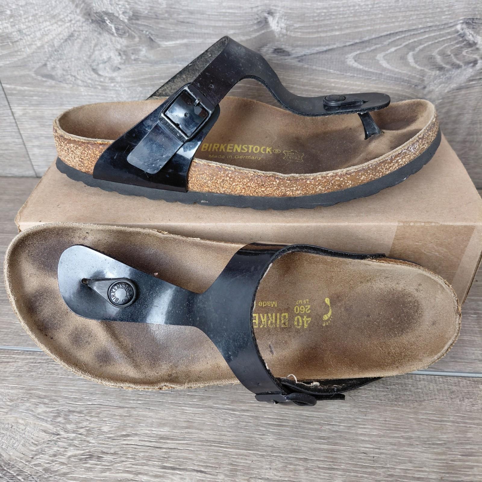 Birkenstock Gizeh Sandals Womans Size 9 Black Birko-Flor Casual Slip On Thong