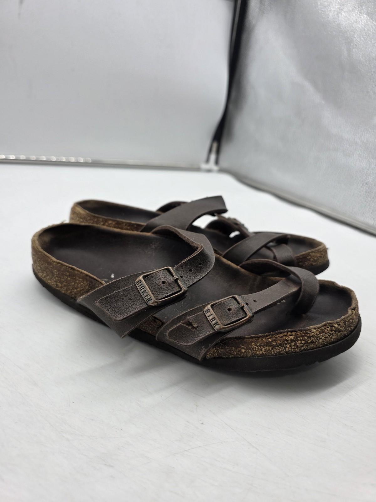 Birkenstock Mayari Sandals Womens Size 4 Brown Toe Loop Cork Footbed Shoes