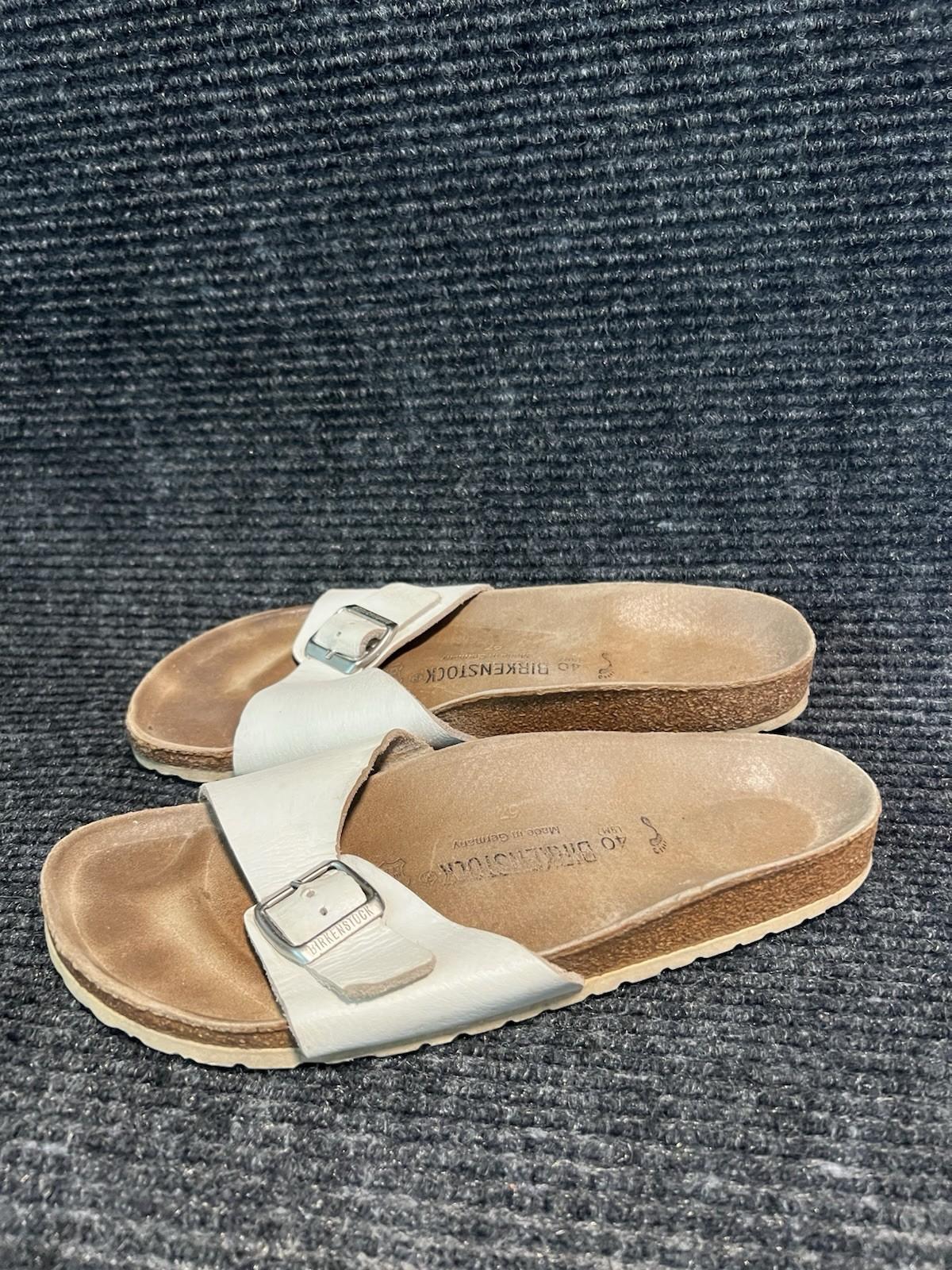 Birkenstock Madrid Size 40 White Leather Strap Slide On Sandals Made In Germany