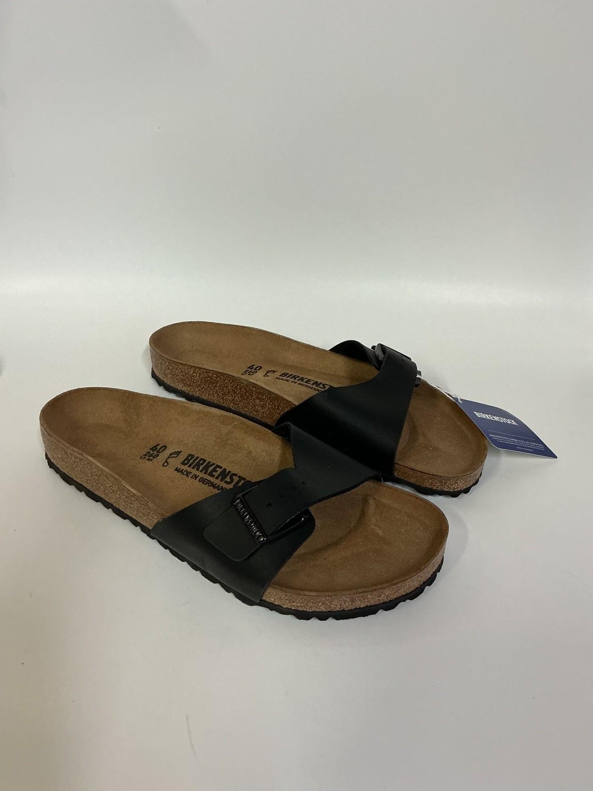 Birkenstock Womens Size 9 Narrow Madrid Black Birko-Flor Slides