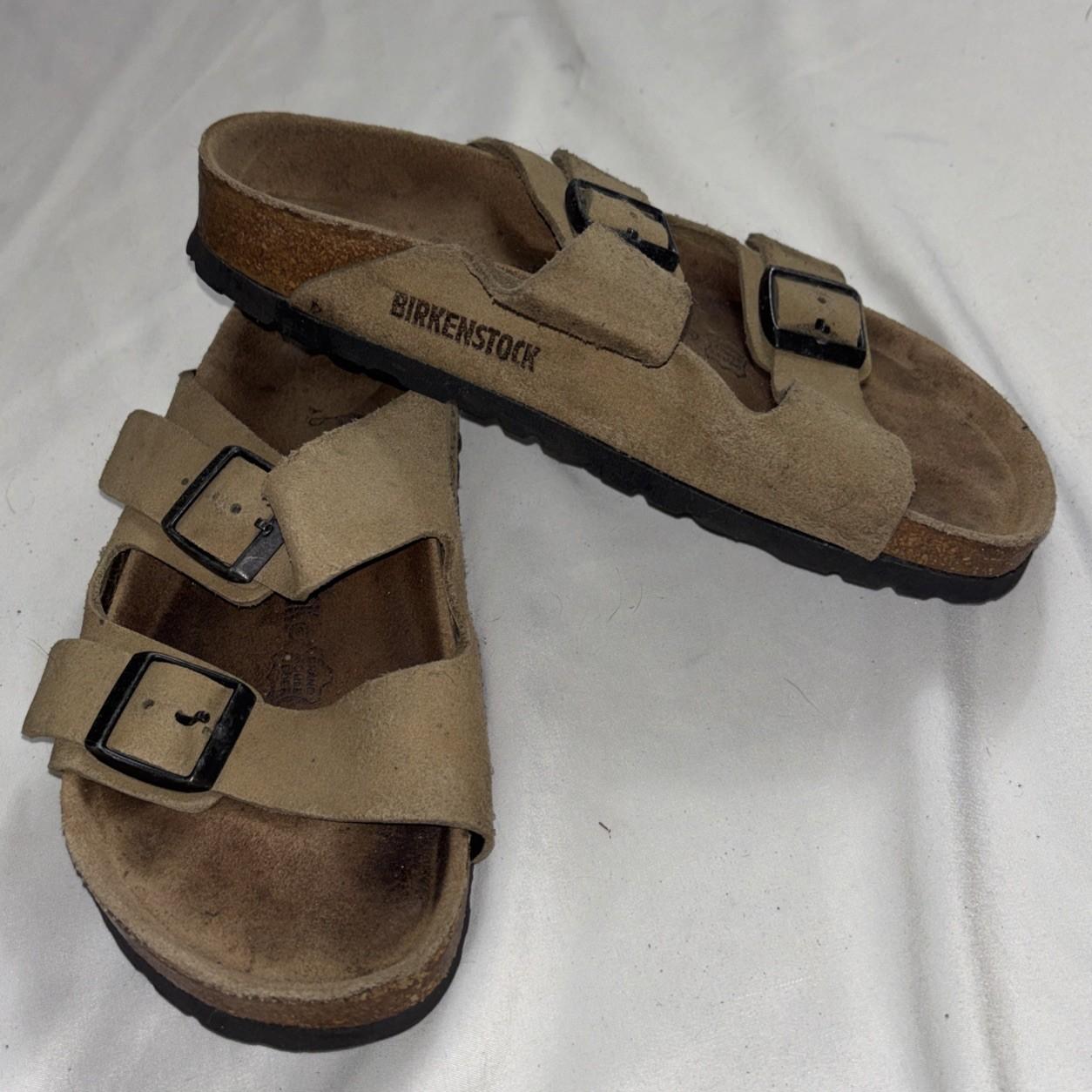 Birkenstock Arizona Stone Birkibuc Natural Leather Men’s Women’s Sandals EU 36