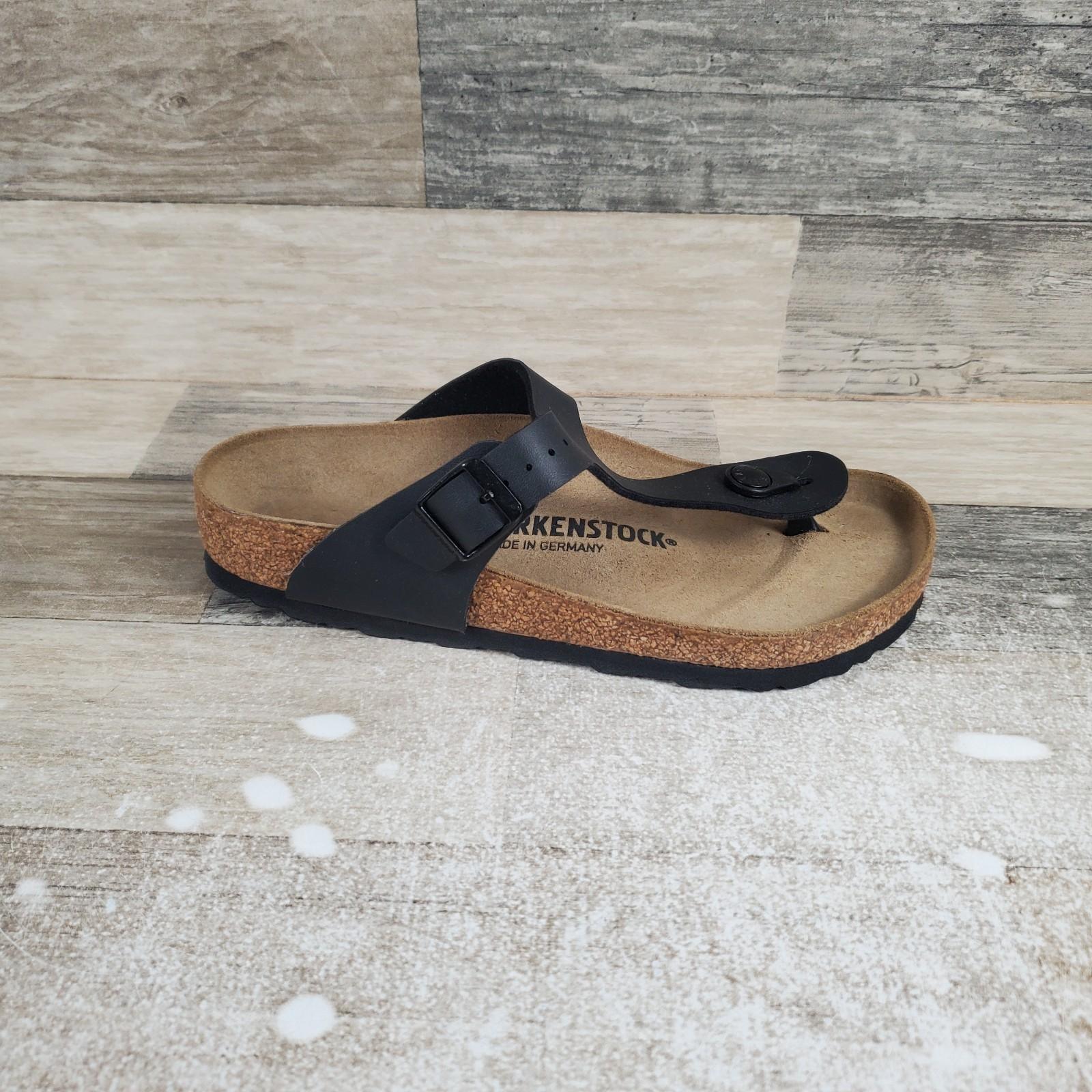 Birkenstock Gizeh Womens Thong Sandals Sz 5 Black Birko Flor Adjustable Buckle