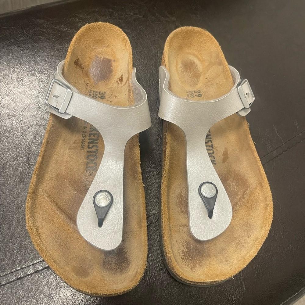 Birkenstock Gizeh thong gray Silver sandals 39