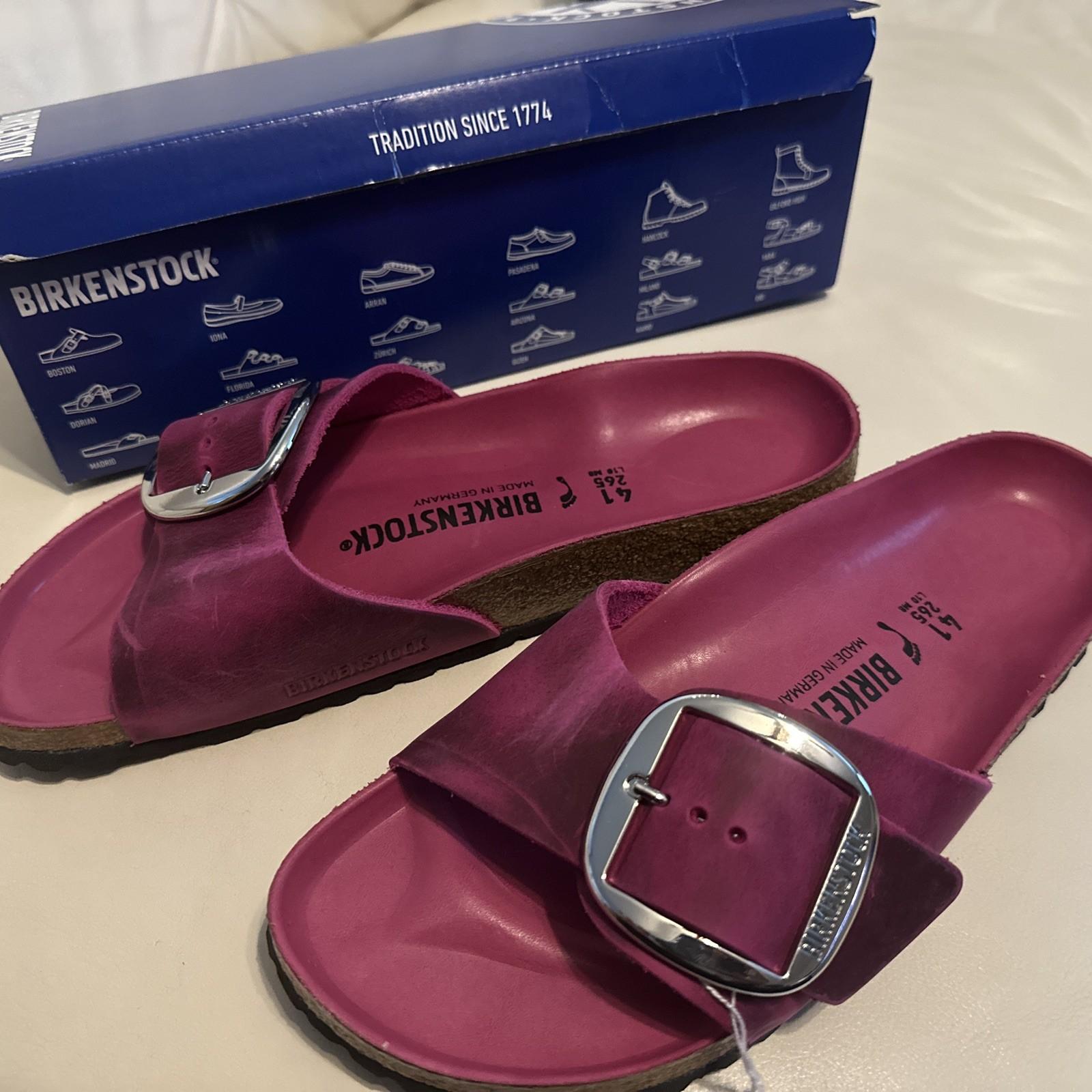 Birkenstock Madrid Big Buckle Leather Festival Fuschia Color, Sz. 10, 41  NEW