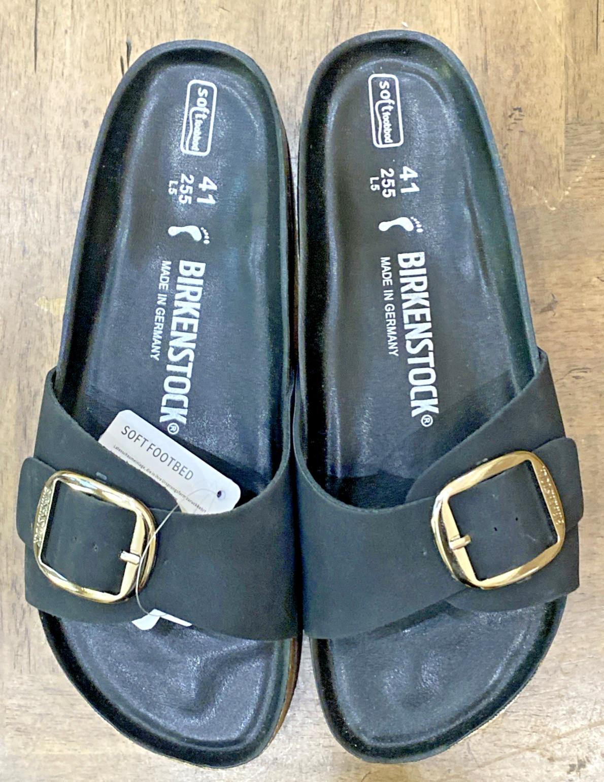 Birkenstock Madrid Big Buckle Waxy Oiled Leather Black Color Narrow Sz 41