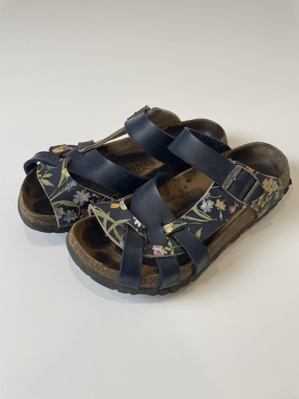 BIRKENSTOCK PAPILLIO Pisa Navy Multicolor Floral Leather Sandal EU38 US 7.5-8