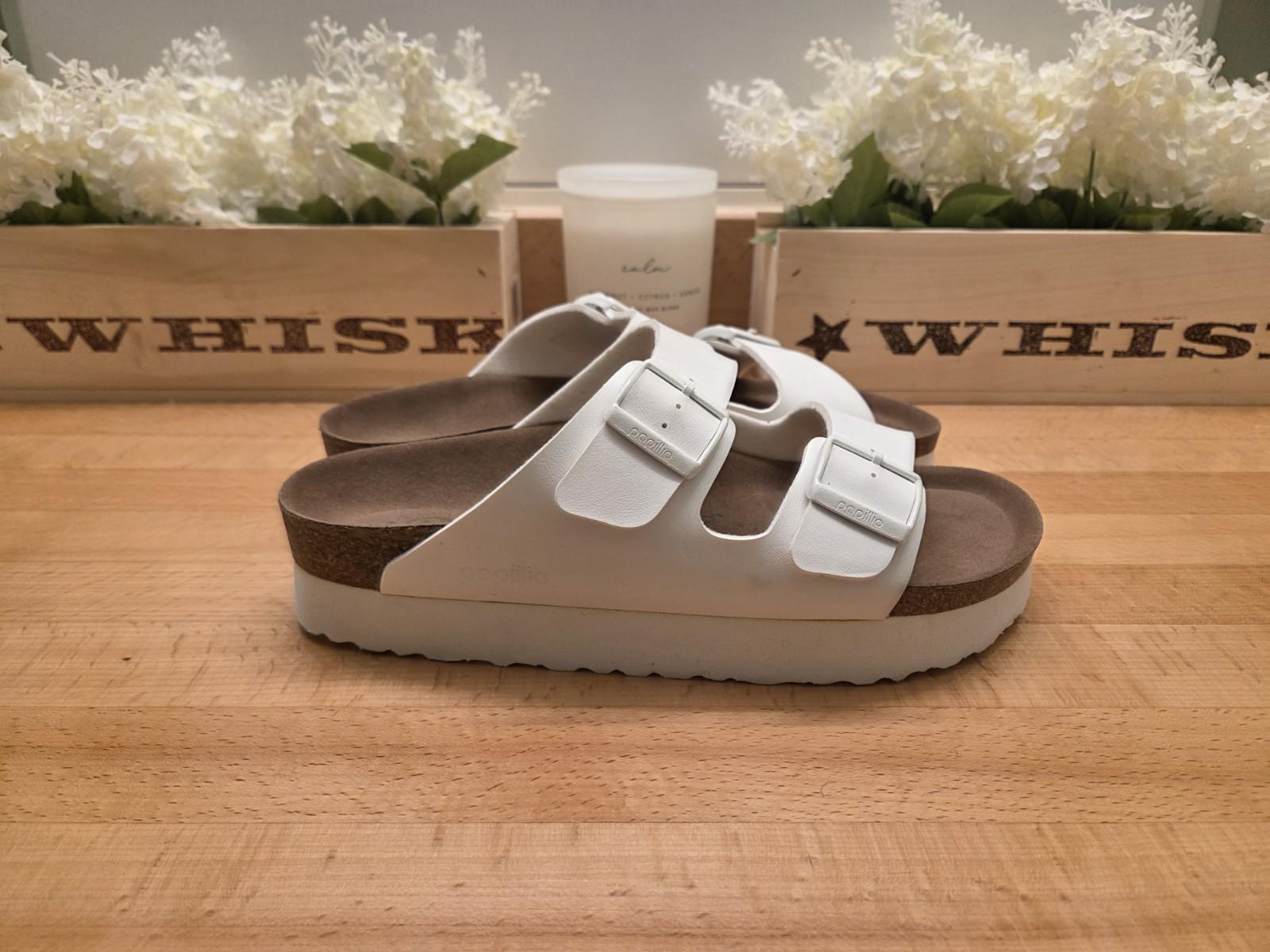Birkenstock Papillio Arizona Flex Platform Sandals Women’s Size 42 White