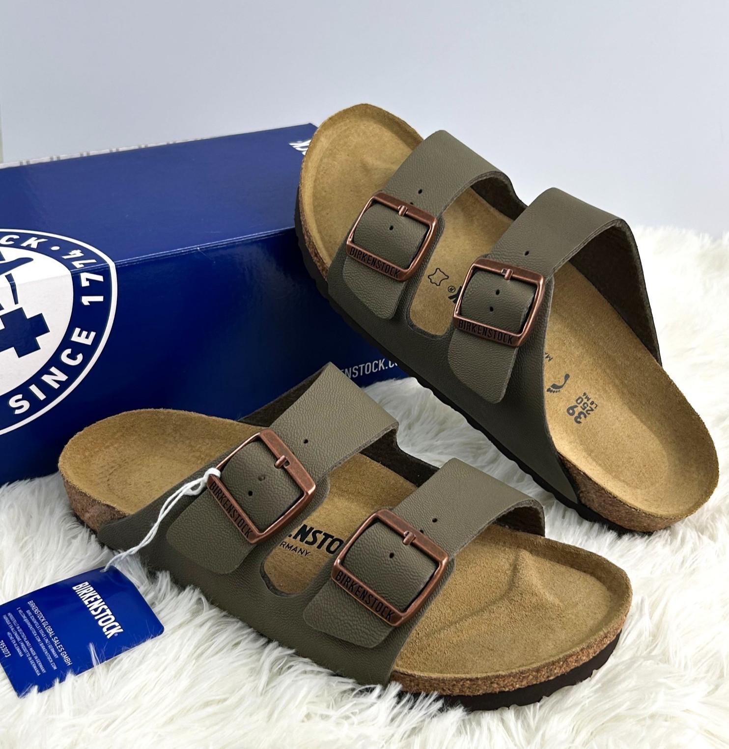 Birkenstock Arizona Stone Birko-Flo Leather New With/Box  EU 37-45  Narrow/Wide