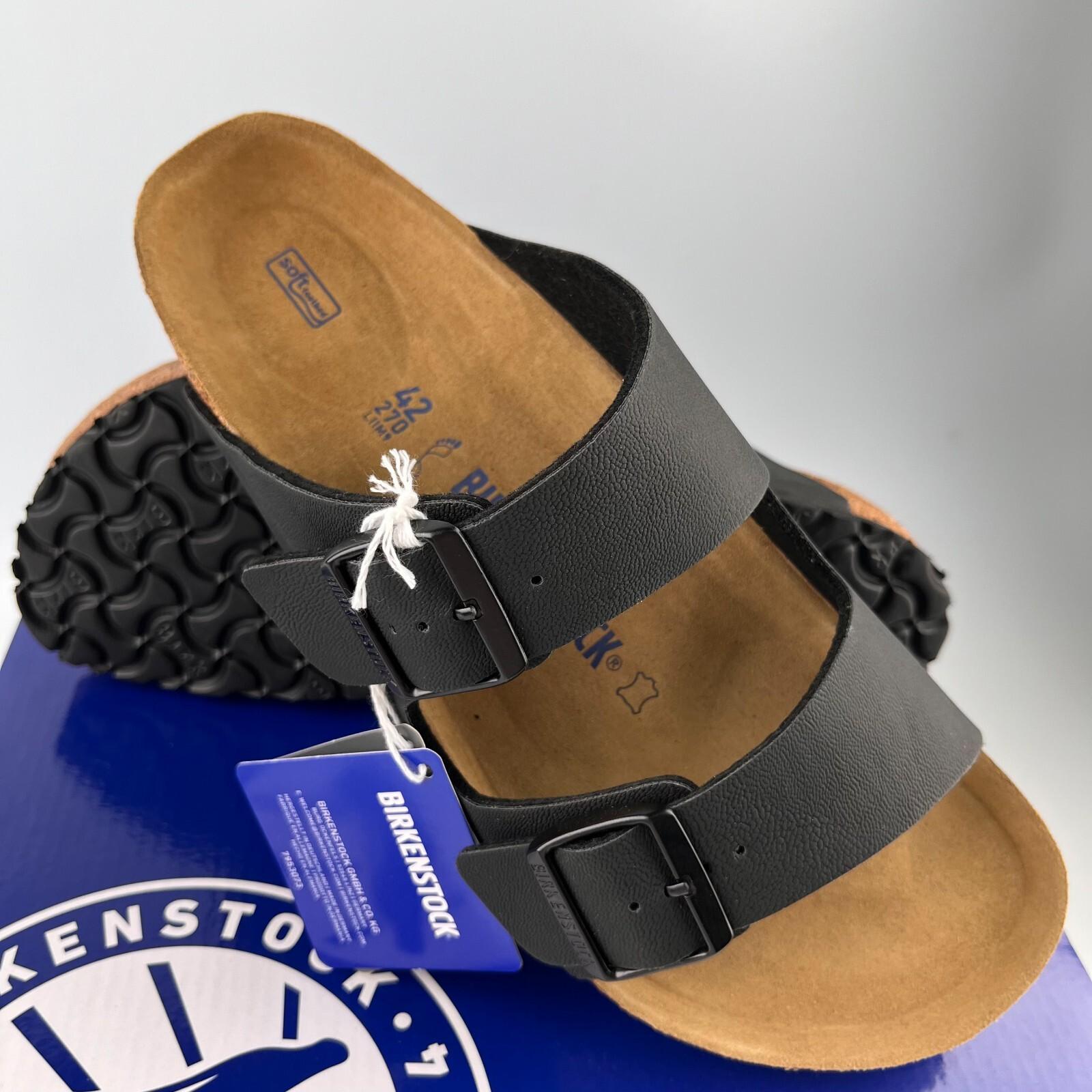 Birkenstock Arizona Birko-Flor Birkibuc Color Black Leather Sandals – New